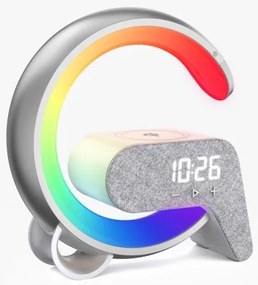 Immax 08987L-LEDRGB Lampada dimmerabile con sveglia e Qi di ricarica 30W/230V argento