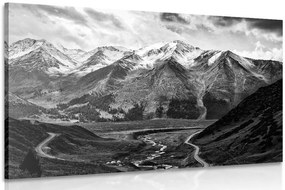 Quadro su tela – Panorama montano magnifico in bianco e nero