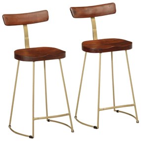 Sgabelli Da Bar 2 Pz 49x43x88 Cm İn Legno Massello Di Mango /