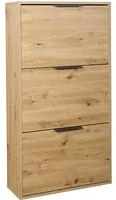 Scarpiera 65x120x25 cm legno Oak con 3 ante a ribalta