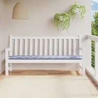 Cuscino Panca Giardino Righe Bianche e Blu 200x50x3 cm Tessuto 361201