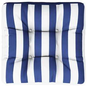 Cuscino Pallet Strisce Bianche Blu 60x61,5x10 cm Tessuto Oxford