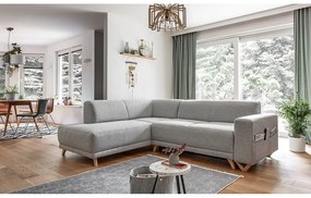 Divano angolare grigio chiaro allungabile e con contenitore (penisola a sinistra/a L) Classy Sophie – Miuform