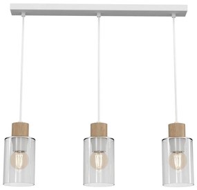 Lampadario a sospensione con filo MADERA 3xE27/60W/230V bianco/legno