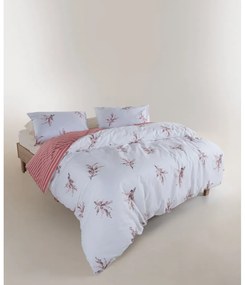 Set copripiumino e federa bianco/rosa in cotone renforcé per letto matrimoniale ed esteso 240x220 cm Breeze Floral – Mila Home Luxury