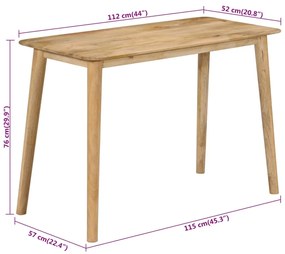 Tavolo da Pranzo 112x52x76 cm in Legno Massello di Mango
