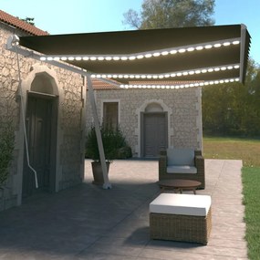 Tenda Da Sole Retrattile Manuale Con Led 600x350 Cm Antracite /