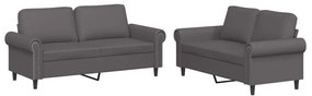 Set di divani 2 pz con cuscini grigio in similpelle