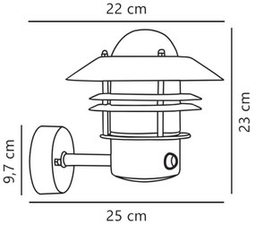 Nordlux - Applique da esterno con sensore BLOKHUS 1xE27/60W/230V IP54