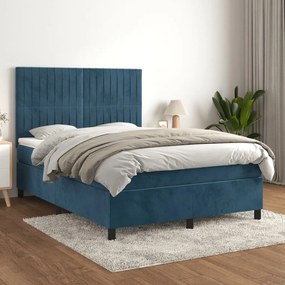 Giroletto A Molle Con Materasso Blu Scuro 140x200 Cm İn Velluto /