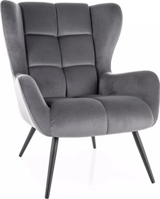 Poltrona Louis Velvet in velluto grigio – 75x87x91 cm