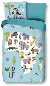 Set copripiumino e federa da bambini blu per letto singolo/per letto esteso 140x220 cm Wild Life – Good Morning