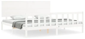Giroletto con testiera bianco 200x200 cm in legno massello
