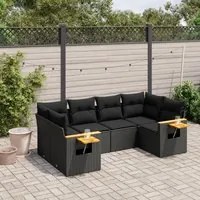 Set Divano da Giardino 6 pz con Cuscini Nero in Polyrattancod mxl 112539