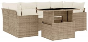 Set divani da giardino 7 pz con cuscini beige in polyrattan