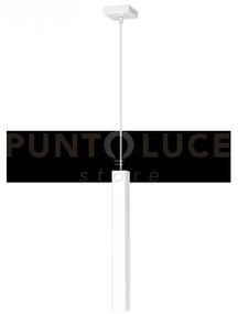 Square tube sospensione 1 luce bianco cavo cm.250 con base 1173-s1-bi