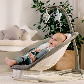 Lionelo - Dondolo vibrante per bambini con melodia PASCAL 2xAA grigio/turchese