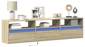 Mobile Tv A Parete Con Led Rovere Sonoma 180x31x45 Cm /