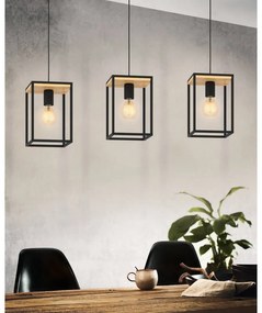 Lampadario Industriale Libertad nero paralume marrone 3x E27 Ø0cm EGLO
