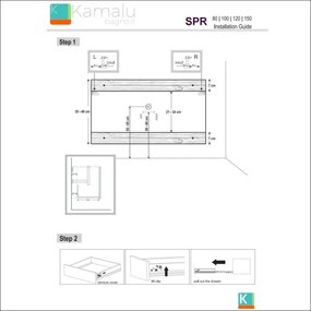 Kamalu - mobile sospeso 100cm bicolore con 2 cassetti scorrevoli spr-100c