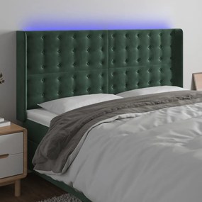 Testiera A Led Verde Scuro 203x16x118/128 Cm İn Velluto /