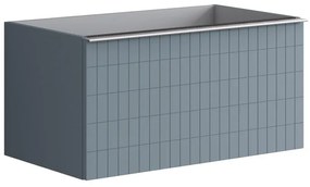 Mobile da bagno da fissare sotto lavabo L 80 x H 40 x P 45.5 cm indaco laccato, 2 cassetti Pixel grid