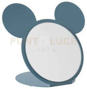Specchio da tavolo di design mouse blu oltremare in ferro, vetro pe...