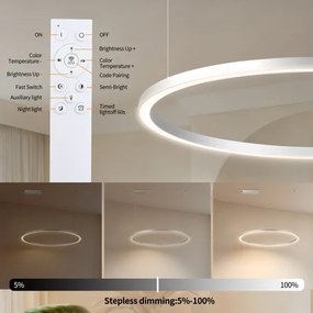 Brilagi-LED Dimmerabile. lampadario a cavo PORTOFINO LED/60W/230V Ø 80 cm argento+telecomando