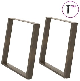 Gambe Tavolo Pranzo A U 2 Pz 90x(72-73) Cm Acciaio /