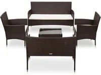 Set Divani da Giardino 5 pz con Cuscini in Polyrattan Marrone 45892