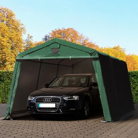 TOOLPORT 3,3x4,7m tenda garage, PVC 500, verde scuro - (8008)