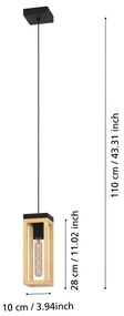 Eglo 43743 - Lampadario a sospensione con filo NAFFERTON 1xE27/40W/230V