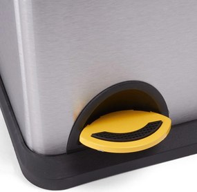 Cestino per la spazzatura color argento opaco in acciaio per raccolta differenziata/con pedale 18+8 l Tri Selectif – MSV