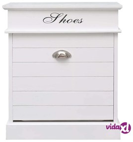 vidaXL Scarpiera Bianca 50x28x58 cm in Legno di Paulownia
