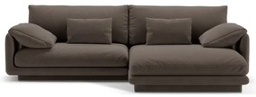 Divano angolare marrone (con penisola a destra/con chaise lounge) con rivestimento in velluto Torino – Micadoni