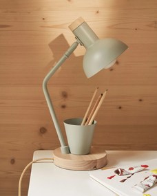 Kave Home - Lampada da scrivania Katia in legno e metallo verde