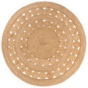 Tappeto İn Juta Intrecciata Con Disegno 210 Cm Rotondo /