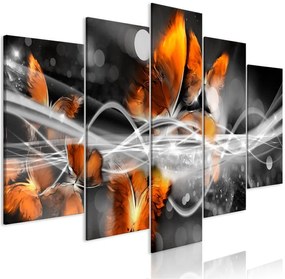 Quadro  Swarm of Butterflies (5 Parts) Wide Grey  Colore Arancione, Dimensioni e Misure 100x50