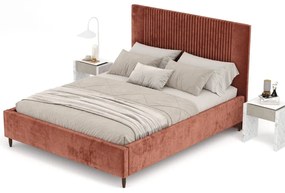 Letto matrimoniale imbottito color mattone con contenitore con rete inclusa 160x200 cm Etero – Maison de Rêve