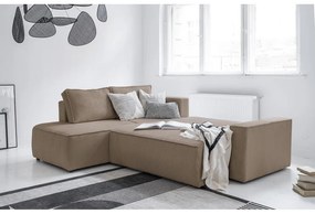 Divano letto angolare in velluto a coste beige Brave Dave - Miuform