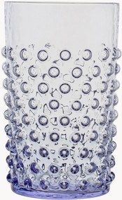 Set di 6 bicchieri alti in vetro soffiato Hobnail