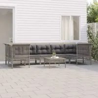 Set Divani da Giardino 8 pz con Cuscini in Polyrattan Grigio 3187565