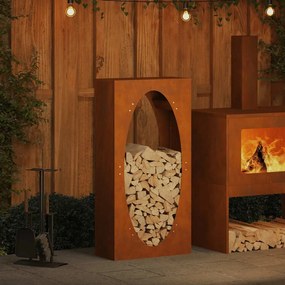 Rastrelliera Per Legna Da Ardere 50x23x100 Cm İn Acciaio Corten /