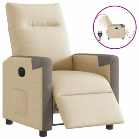 Poltrona Elettrica Reclinabile Crema İn Tessuto /