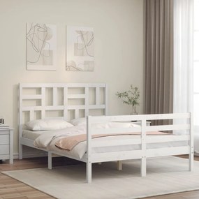 Giroletto con Testiera Bianco 140x190 cm in Legno Massello