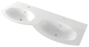 Lavabo integrale rettangolare L 138 x H 16 x P 52 cm in resina bianco opaco
