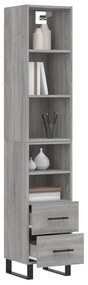 Credenza grigio sonoma 34,5x34x180 cm in legno multistrato