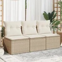 Divano da Giardino con Cuscini a 3 Posti Beige in Polyrattan 366077