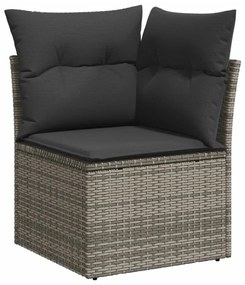 Set divani da giardino 13 pz con cuscini grigio in polyrattan