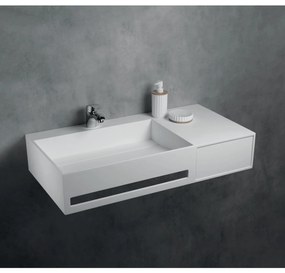 Lavabo Sospeso Con Un Cassetto a Dx 90x46 Cm "Giove" Bianco Opaco